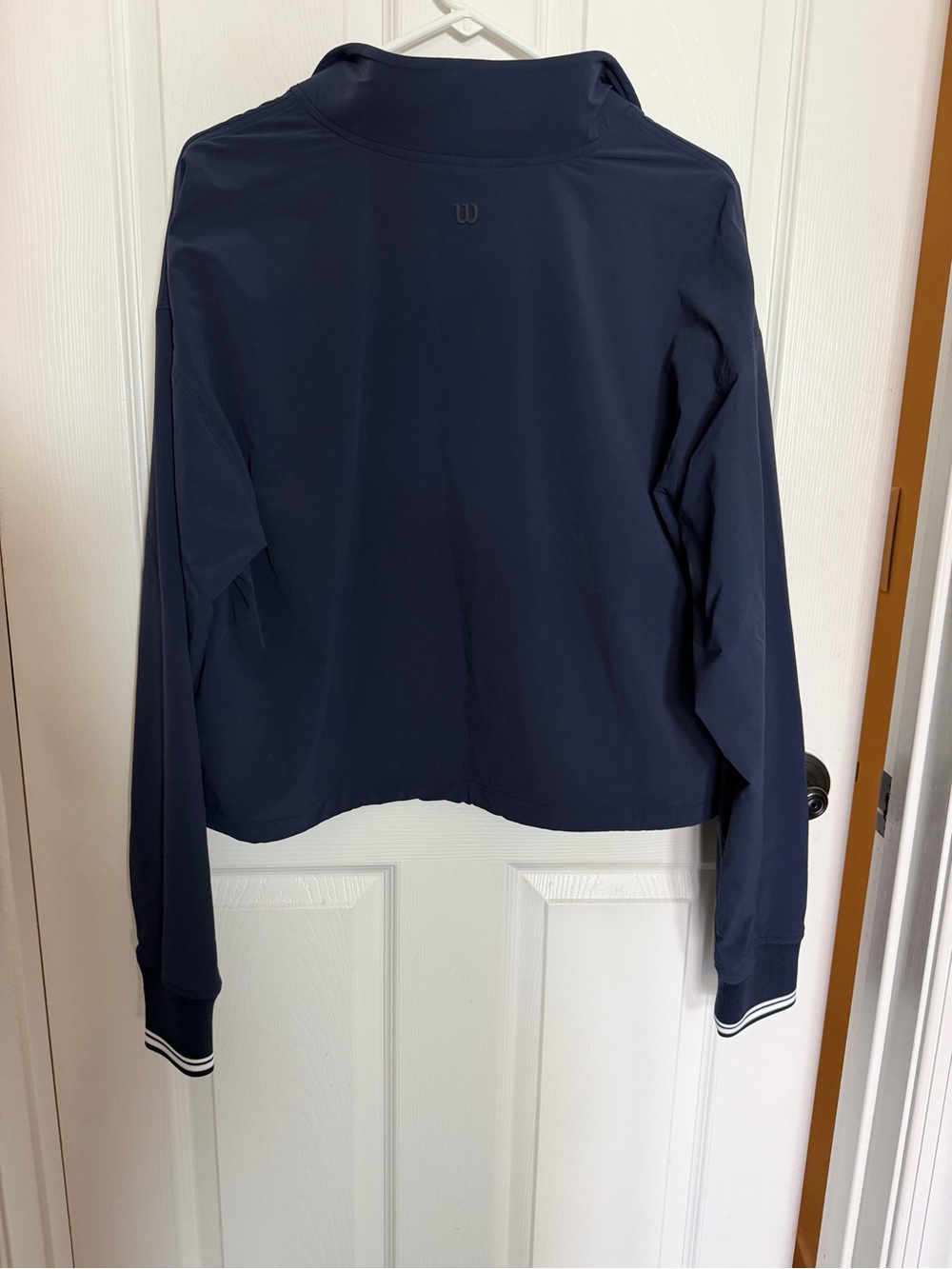 Wilson Davenport Woven Popover Women's Navy Quarter-Zip Pullover Top XL NWT - Picture 6 of 8